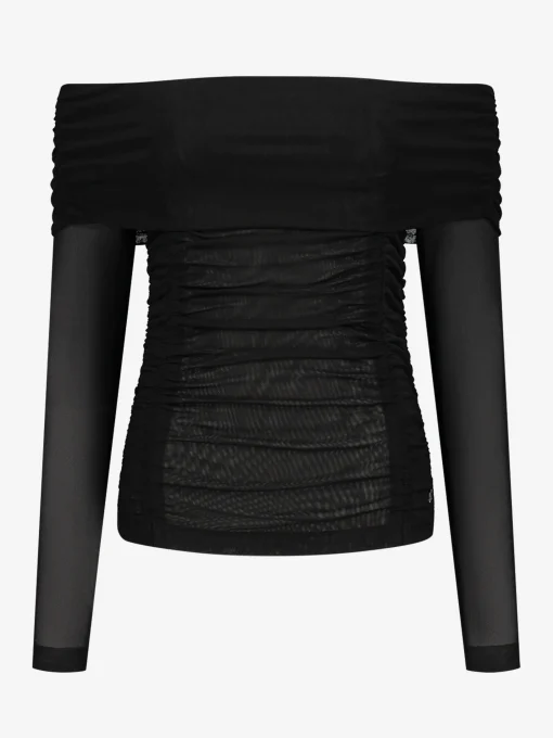 Mesh off-shoulder top