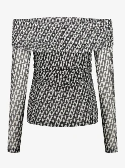 Mesh off-shoulder top