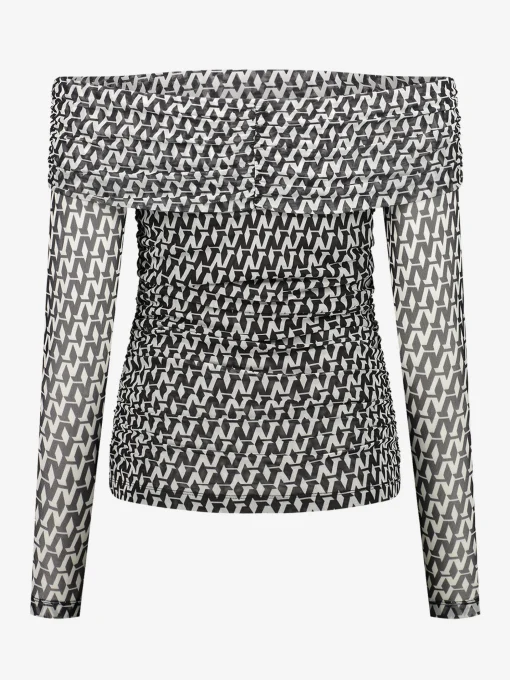 Mesh off-shoulder top