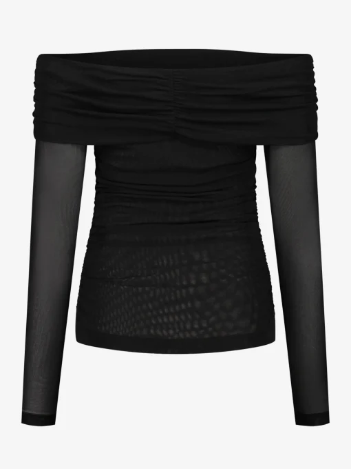 Mesh off-shoulder top