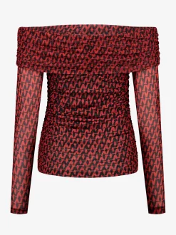 Mesh off-shoulder top