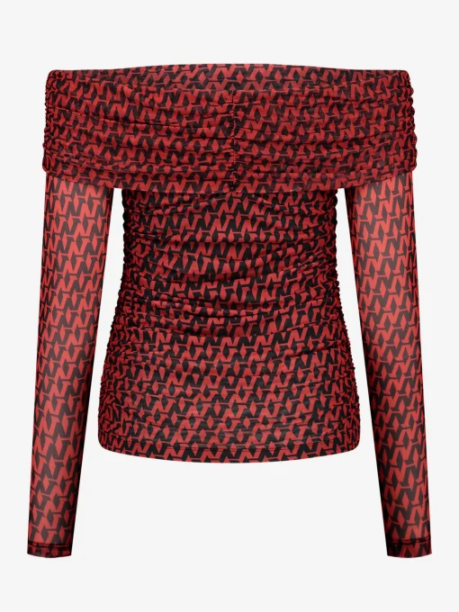 Mesh off-shoulder top