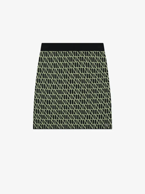 Mid rise rok met logo patroon