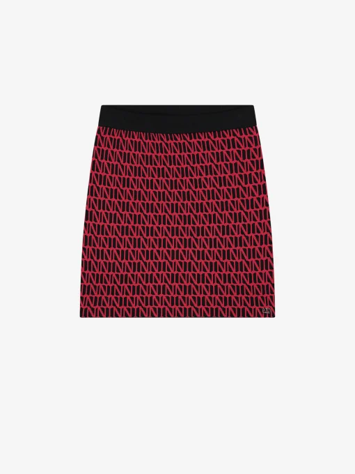 Mid rise rok met logo patroon