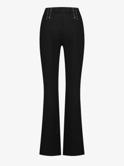 Mid waist pantalon met veter detail