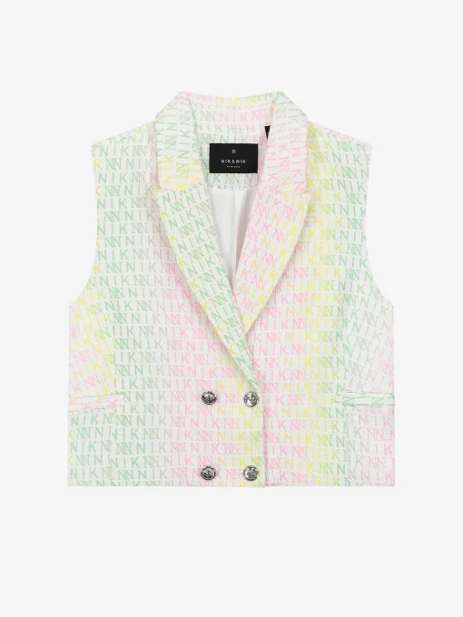 Mouwloze blazer met all over NN logo