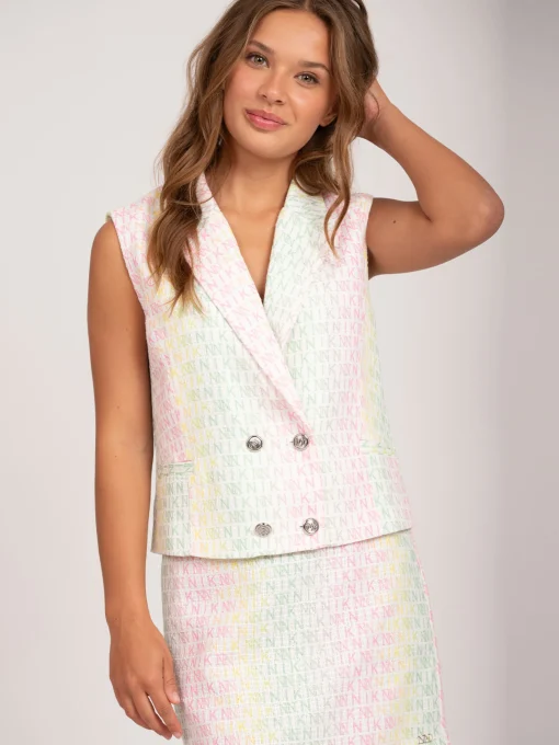 Mouwloze blazer met all over NN logo