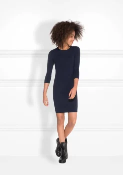 Navy jurk met driekwart mouwen