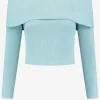 Off shoulder rib top