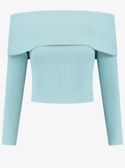 Off shoulder rib top