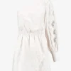 One shoulder jurk met embroidery