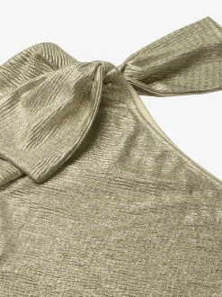 One shoulder top met strik op schouder