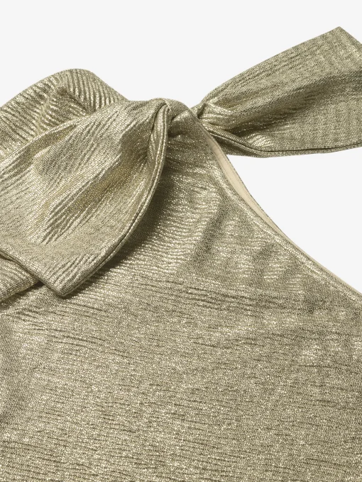 One shoulder top met strik op schouder