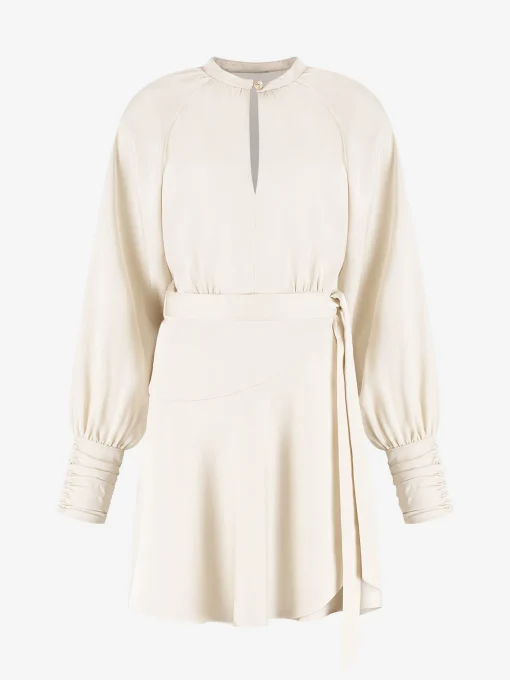 Overslag jurk met satijnen look
