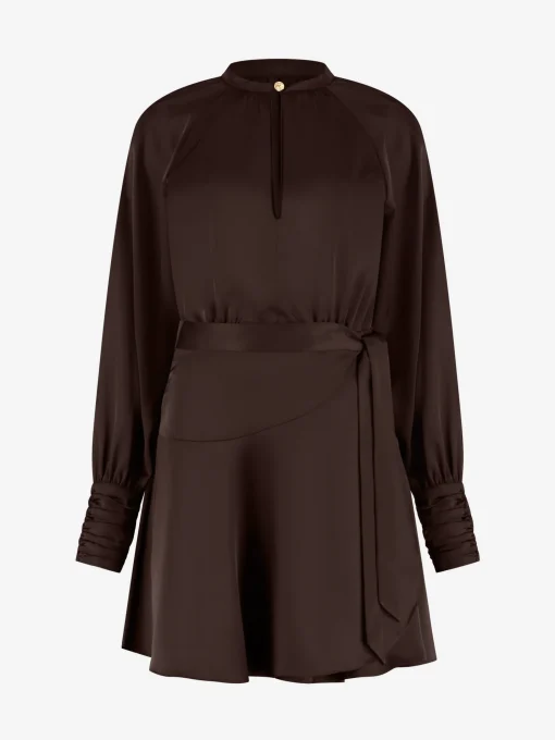 Overslag jurk met satijnen look