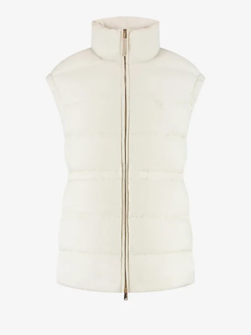 Puffer jas met capuchon en getailleerde taille