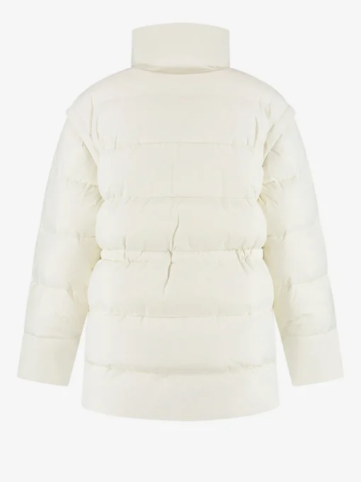 Puffer jas met capuchon en getailleerde taille