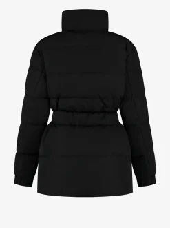 Puffer jas met hoge hals en riem