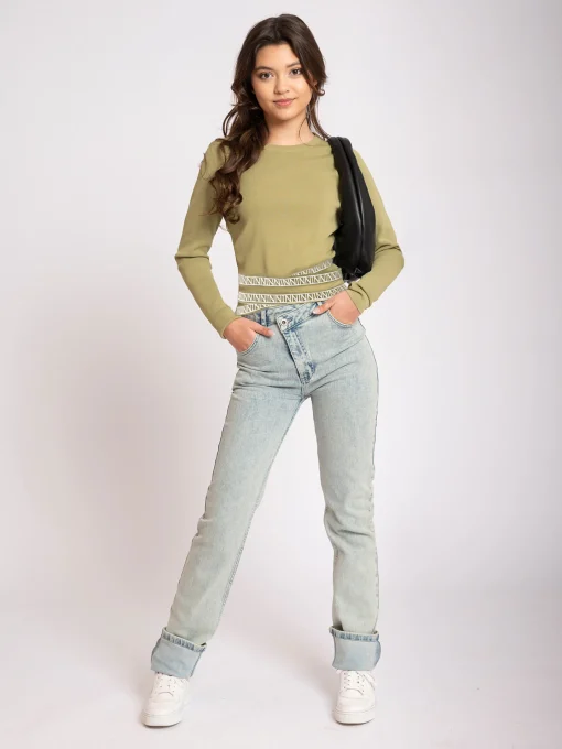 Rechte jeans met asymmetrische rits