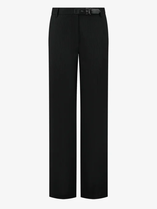 Rechte krijtstreep broek met middelhoge taille