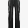 Rechte Vegan leren cargo broek met middelhoge taille