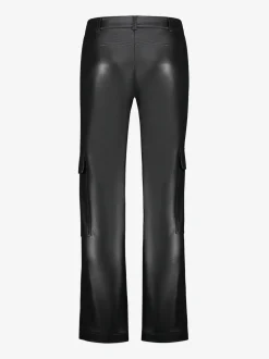 Rechte Vegan leren cargo broek met middelhoge taille
