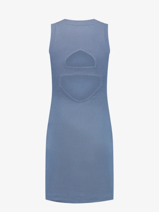 Rib jurk met open rug detail