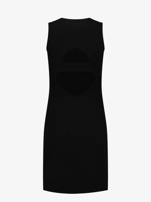 Rib jurk met open rug detail