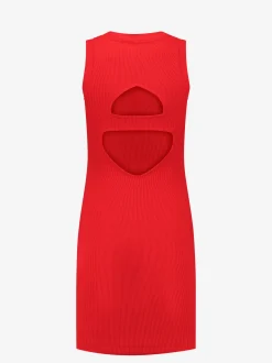 Rib jurk met open rug detail
