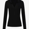 Rib Top met V-hals