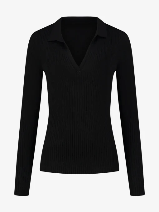 Rib Top met V-hals
