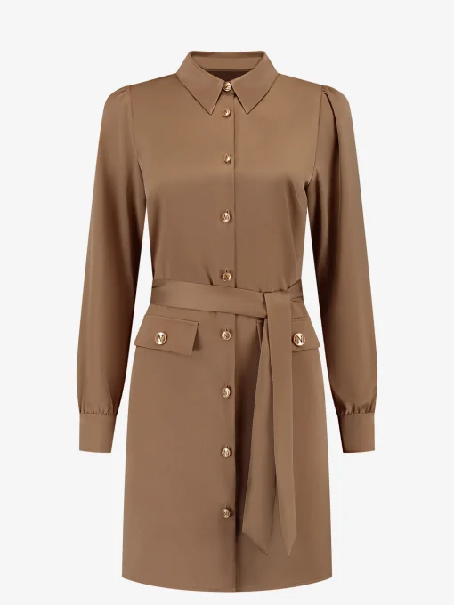 Satijn look jurk met taille koord