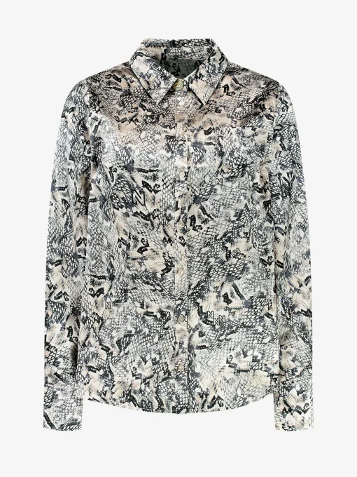 Satin look blouse met slangen print