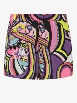 Satin look short met print