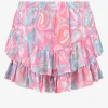 Satin look short met print