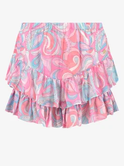 Satin look short met print