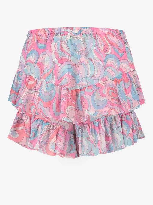 Satin look short met print