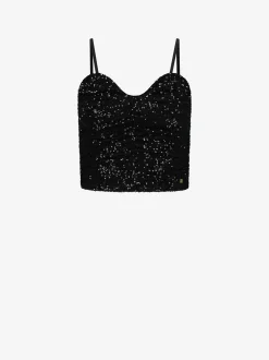 Sequin top with v-neckline