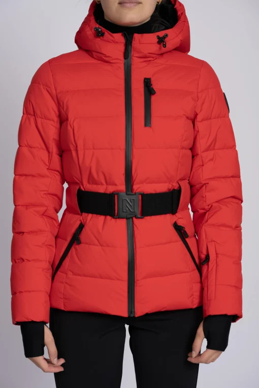 Ski jas met capuchon en elastische riem