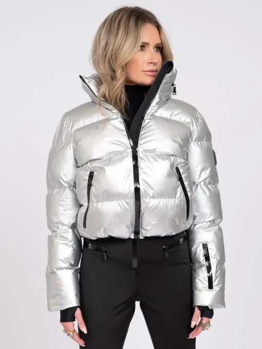 Ski jas met metallic look