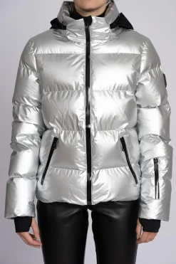 Ski jas met metallic look