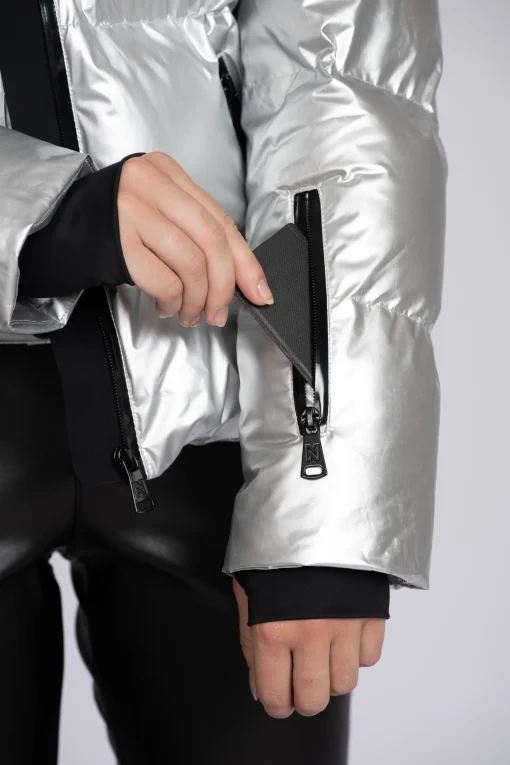 Ski jas met metallic look