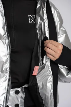 Ski jas met metallic look