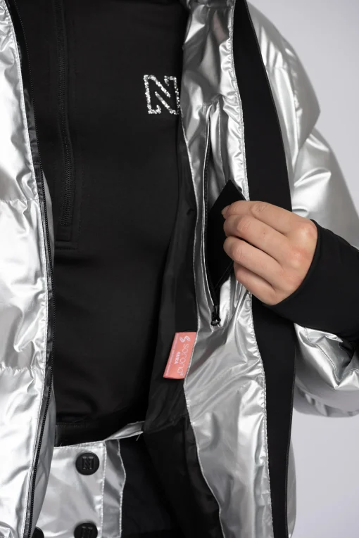 Ski jas met metallic look