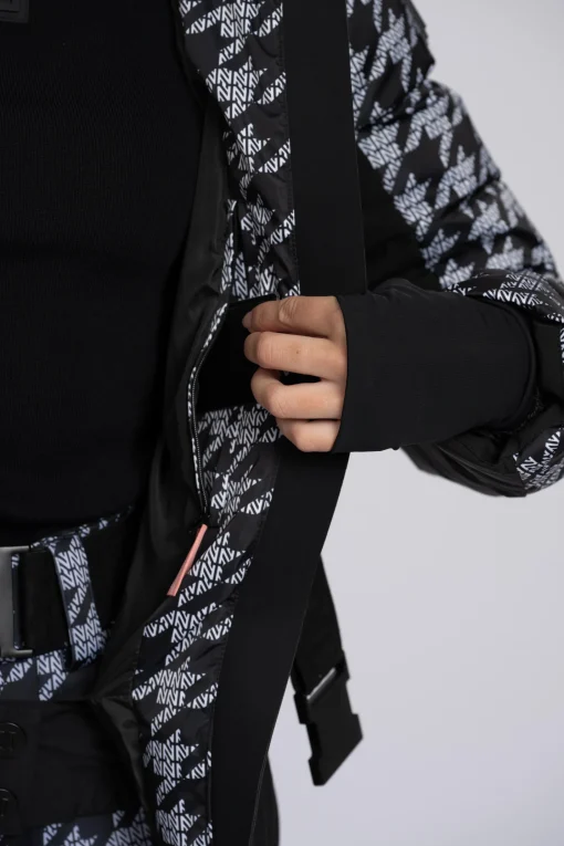 Ski jas met N-logo patroon en elastische riem
