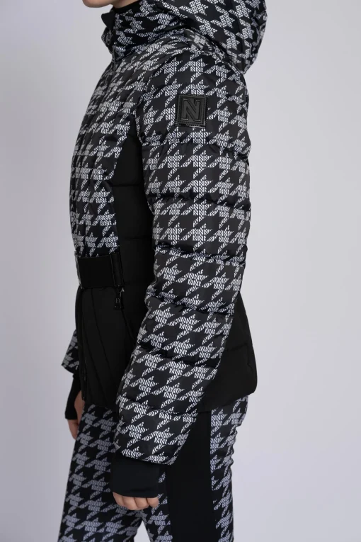 Ski jas met N-logo patroon en elastische riem