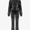 Ski jumpsuit met leren look