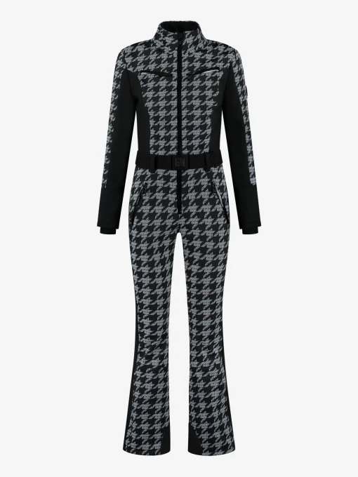 Ski jumpsuit met logo patroon en elastische riem