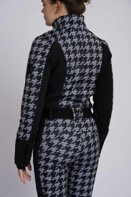 Ski jumpsuit met logo patroon en elastische riem