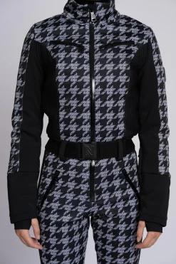 Ski jumpsuit met logo patroon en elastische riem